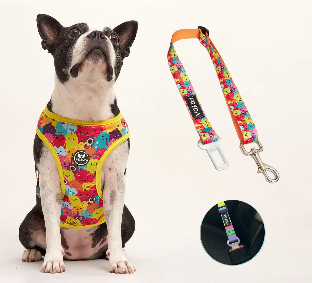 Pechera Tradicional para mascotas Incluye Cinturón para carro+ Envio Gratis -- Selecciona Diseño Frida Pets