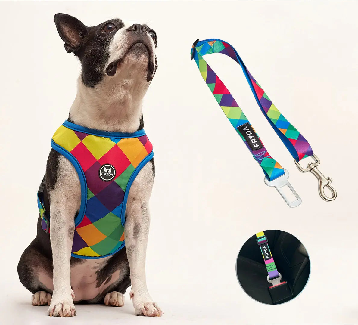 Pechera Tradicional para mascotas Incluye Cinturón para carro+ Envio Gratis -- Selecciona Diseño Frida Pets