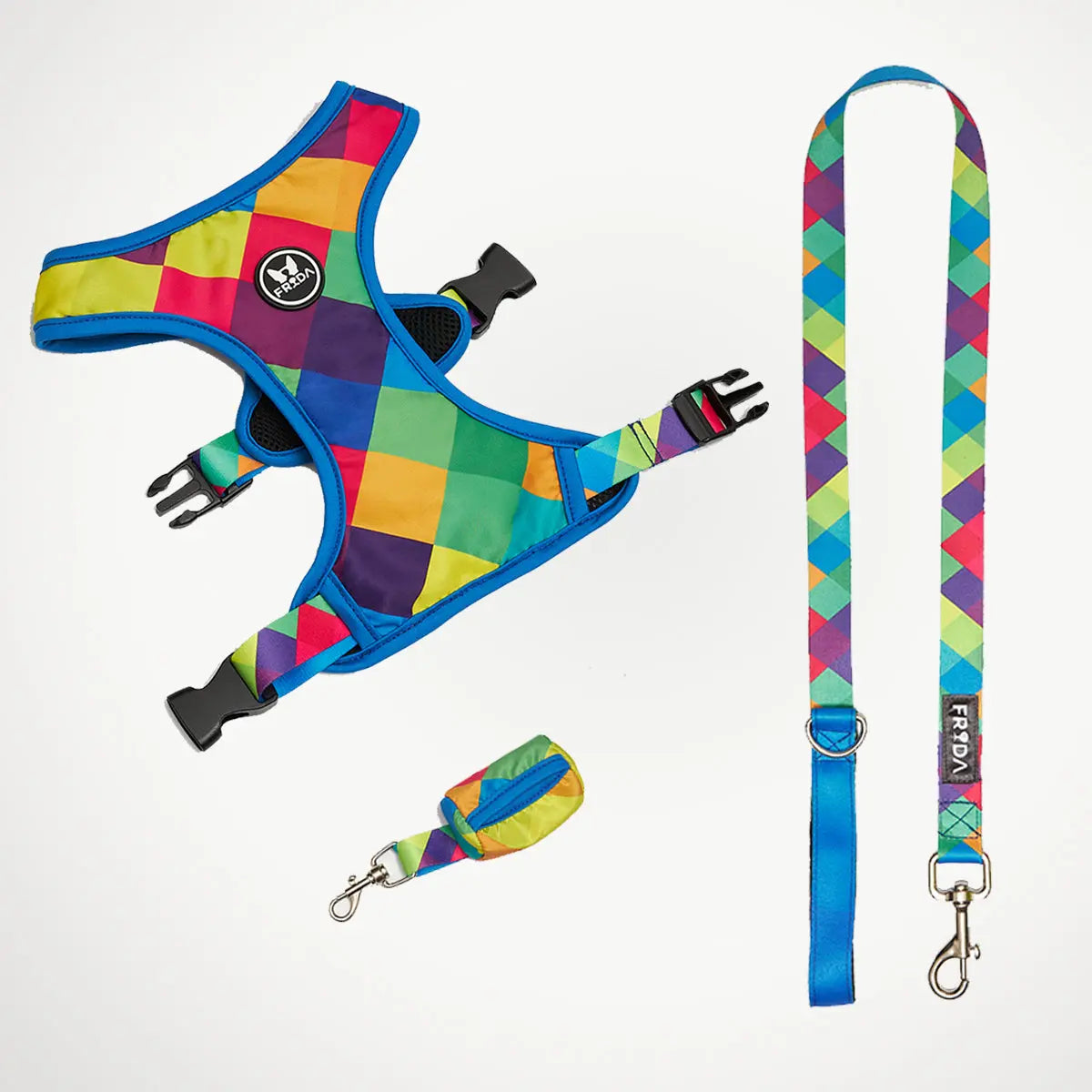 Pechera para mascotas  y Correa - Rombos Azules Frida Pets
