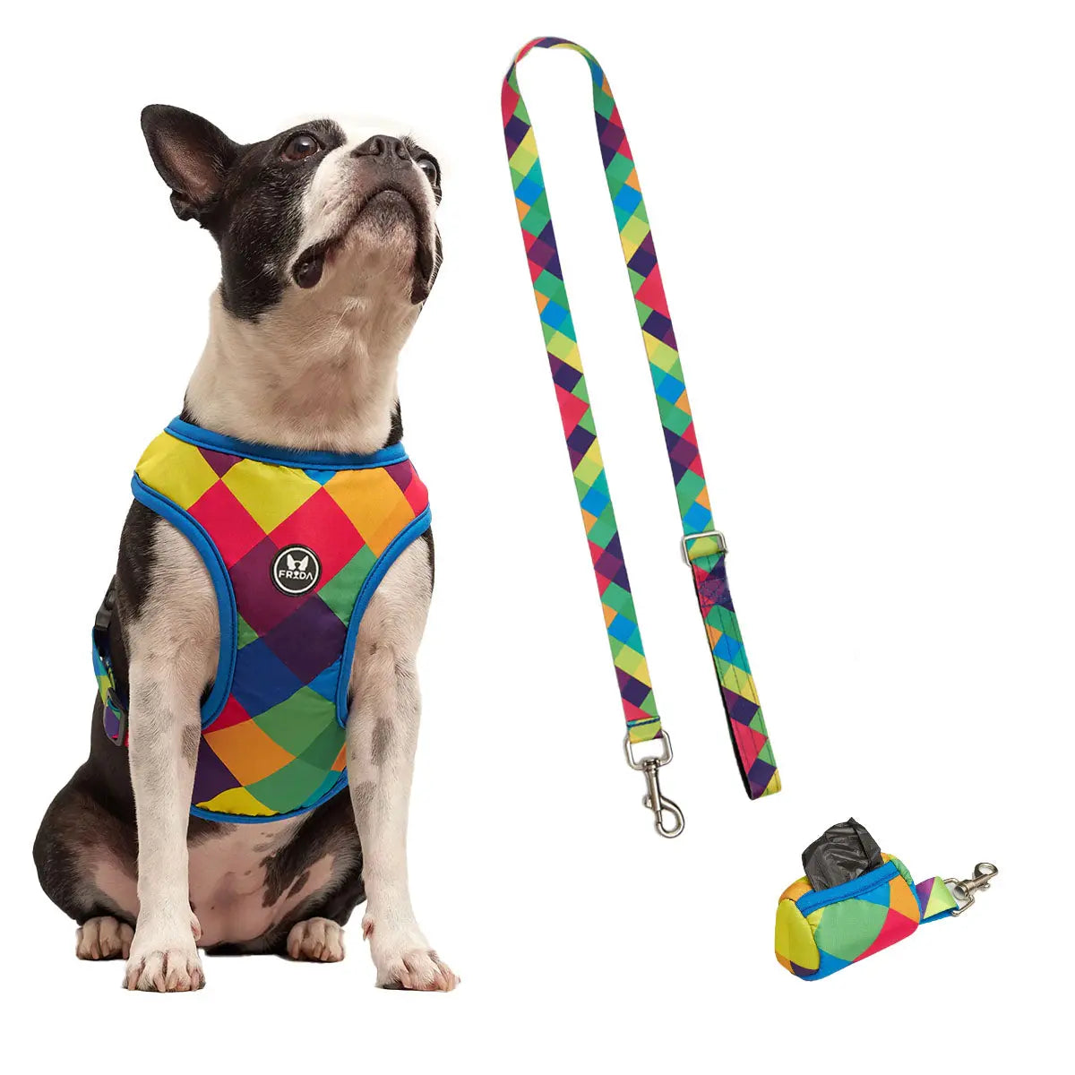 Pechera para mascotas  y Correa - Rombos Azules Frida Pets