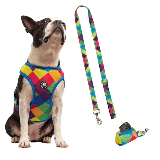 Pechera para mascotas  y Correa - Rombos Azules Frida Pets